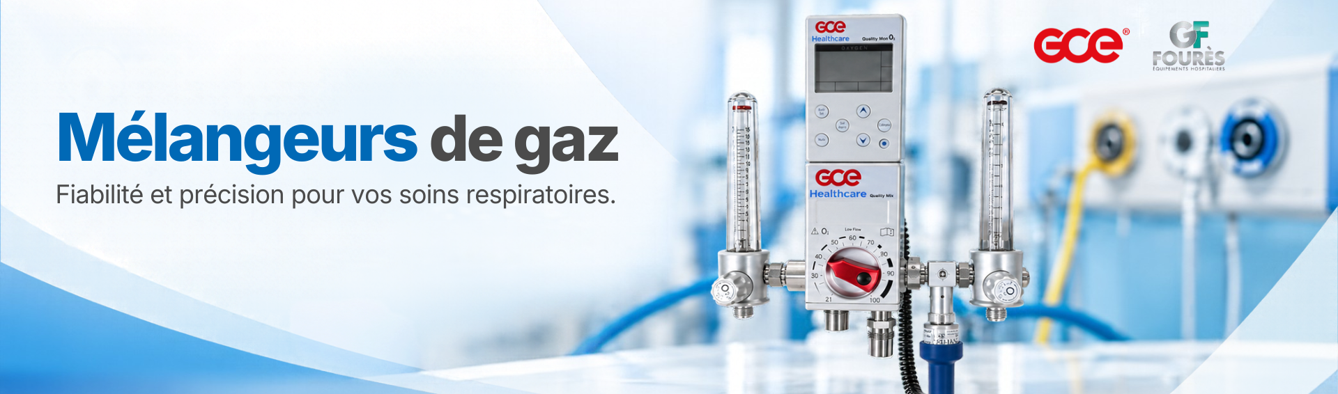 Mélangeurs de gaz GCE et Fourès pour les soins respiratoires