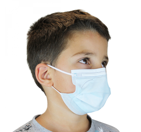 Masque chirurgical Bleu ciel - Enfant - Type IIR Haute Filtration 98% -  Boîte de 50