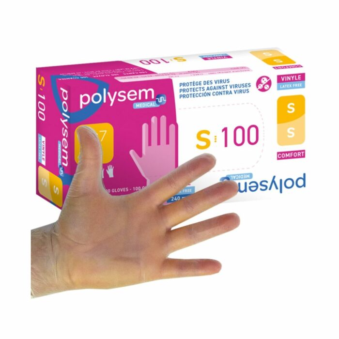 Gants d'examen POLYSEM vinyle non stériles non poudrés / boite de 100 – Image 3