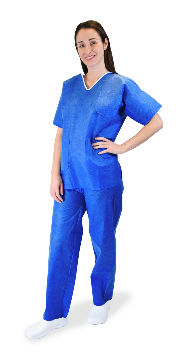 Pyjamas ColorSoft à usage unique bleu / carton de 100 – Image 3
