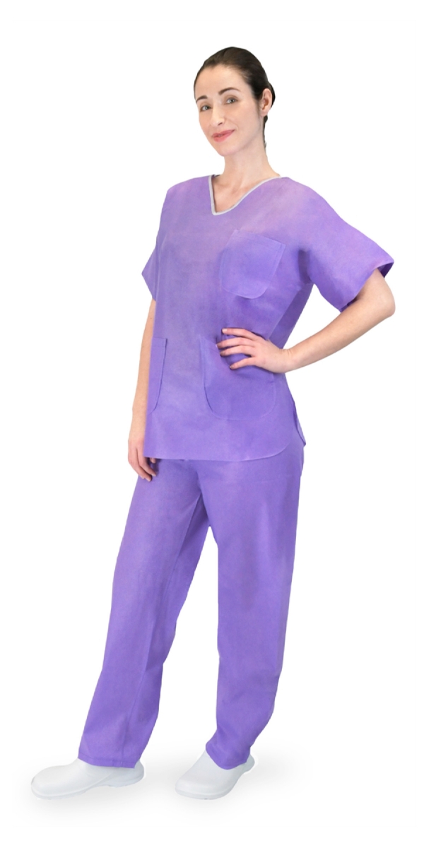Pyjamas ColorSoft à usage unique parme / carton de 100 – Image 2