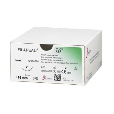 Sutures non résorbables PETERS SURGICAL filapeau 4/0 ou 5/0 ou 6/0 16mm/ boite de 36