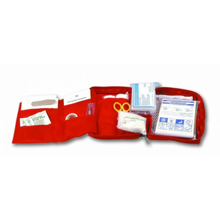 Trousse de secours FIRST AID nylon enduit PVC 22x15.5x5cm / vendue pleine avec 20 produits – Image 2