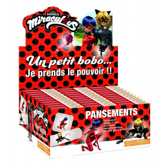 Pansements Miraculous HE assortiment / boite de 20= 10X 2.5cmx7.2cm + 10X 3.8cmx3.8cm – Image 2