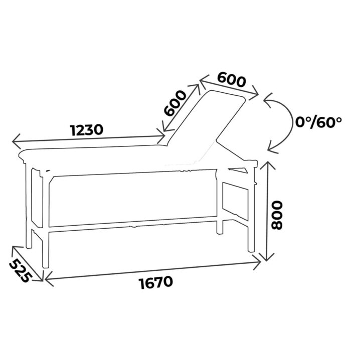 Divan d’examen fixe CARINA Ecomax Inox sellerie classique, urban ou ecomax / 2 plans largeur 60 cm – Image 2