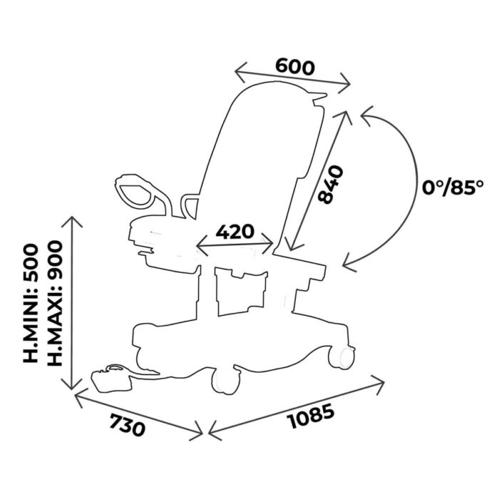 Fauteuil d’examen électrique gynécologique CARINA Femina V2 / 2 plans largeur 60 ou 70 cm – Image 2