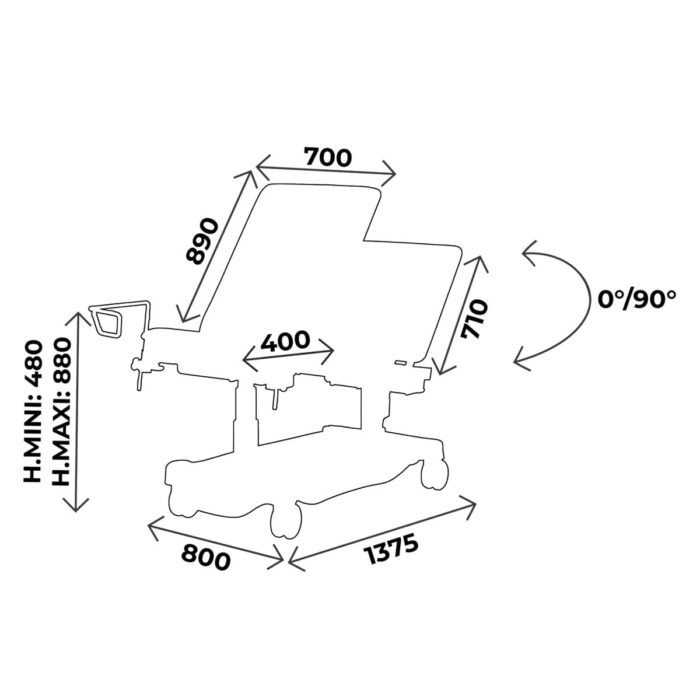 Divan d’examen électrique multifonctions CARINA Ovalia V2 télécommande sellerie classique ou urban / 3 plans largeur de 70 ou 80 cm – Image 2