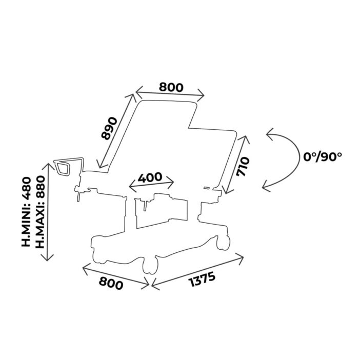 Divan d’examen électrique multifonctions CARINA Ovalia V2 télécommande sellerie classique ou urban / 3 plans largeur de 70 ou 80 cm – Image 4