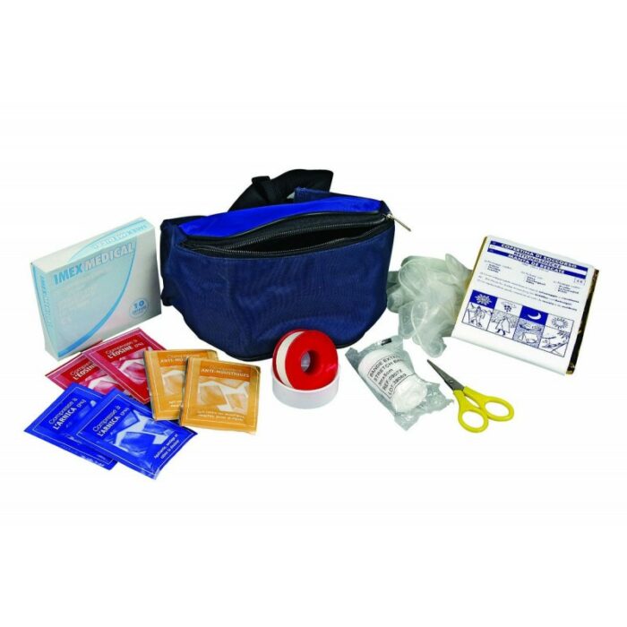 Trousse de secours CONFORT nylon enduit PVC banane rando 30x9x8cm / vendue pleine avec 46 produits – Image 2
