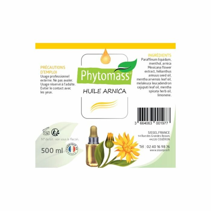 Huile arnica PHYTOMASS + pompe / 500ML – Image 2