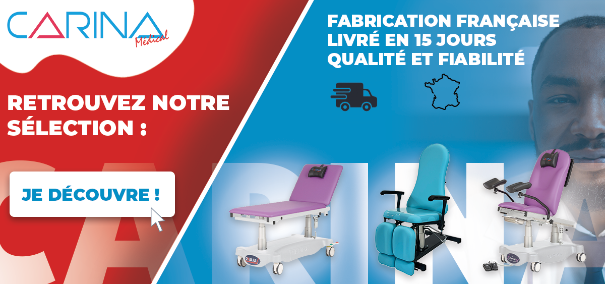 Découvrez notre gamme de mobilier médical CARINA, made in France et disponible sous 15 jours